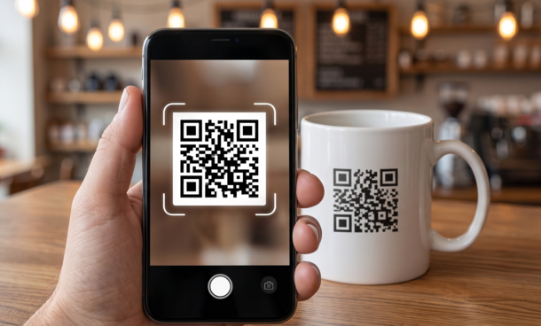 QR Code em caneca de café